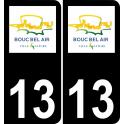 13 Bouc-Bel-Air logo autocollant plaque immatriculation auto ville sticker fond noir
