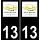 13 Bouc-Bel-Air logo autocollant plaque immatriculation auto ville sticker fond noir