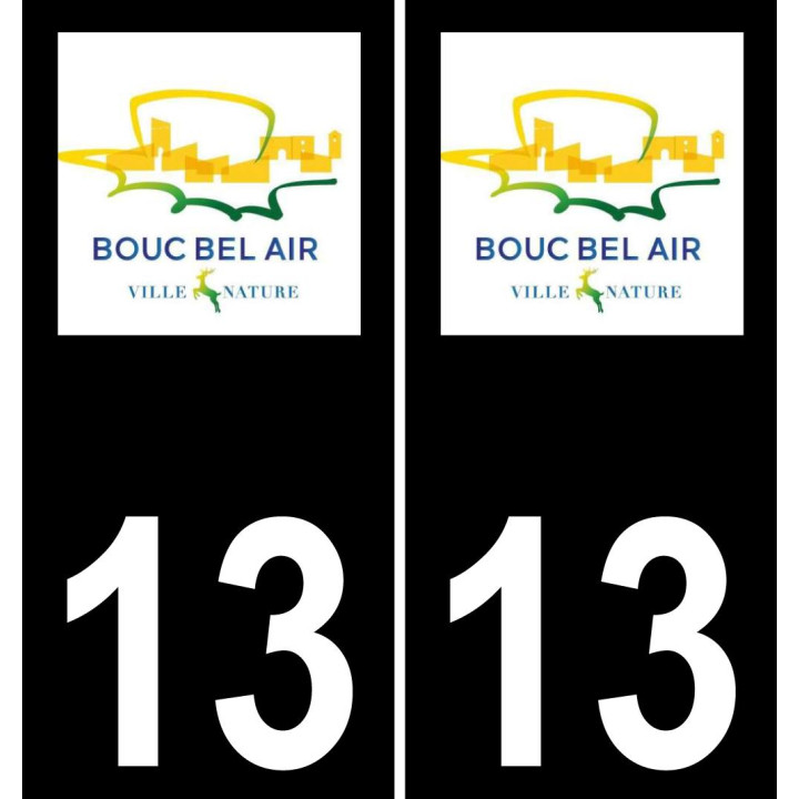 13 Bouc-Bel-Air logotipo de la etiqueta engomada de la placa de registro de la ciudad fondo negro