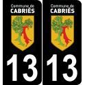 13 Cabriès logo autocollant plaque immatriculation auto ville sticker fond noir