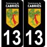 13 Cabriès-logo aufkleber plakette ez stadt schwarzer Hintergrund