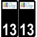 13 Carry-le-Rouet logotipo de la etiqueta engomada de la placa de registro de la ciudad fondo negro