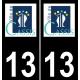 13 Cassis logotipo de la etiqueta engomada de la placa de registro de la ciudad fondo negro