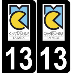 13 Châteauneuf-les-Martigues logo adesivo piastra di registrazione city sfondo nero