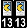 13 Châteauneuf-les-Martigues logotipo de la etiqueta engomada de la placa de registro de la ciudad fondo negro