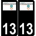 13 Châteaurenard logo autocollant plaque immatriculation auto ville sticker fond noir