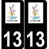 13 Ensuès-la-Redonne logotipo de la etiqueta engomada de la placa de registro de la ciudad fondo negro