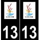 13 Ensuès-la-Redonne logo autocollant plaque immatriculation auto ville sticker fond noir
