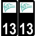13 Fos-sur-Mer logo autocollant plaque immatriculation auto ville sticker fond noir
