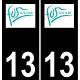 13 Fos-sur-Mer logo autocollant plaque immatriculation auto ville sticker fond noir