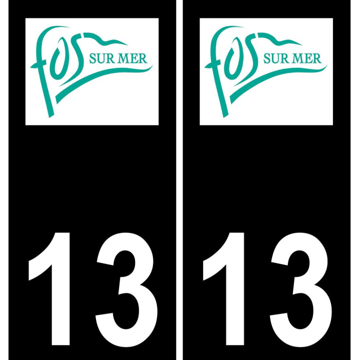 13 Fos-sur-Mer logotipo de la etiqueta engomada de la placa de registro de la ciudad fondo negro