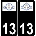 13 Gardanne logotipo de la etiqueta engomada de la placa de registro de la ciudad fondo negro
