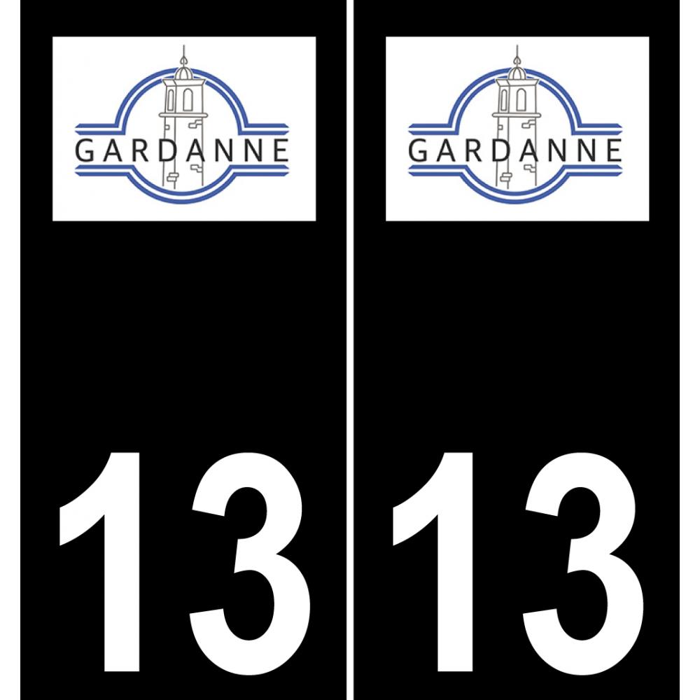 13 Gardanne logo autocollant plaque immatriculation auto ville sticker fond noir