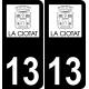 13 La Ciotat logotipo de la etiqueta engomada de la placa de registro de la ciudad fondo negro