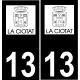 13 La Ciotat logo autocollant plaque immatriculation auto ville sticker fond noir