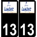 13 Lambesc logo sticker plate registration city black background