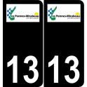13 Les Pennes-Mirabeau logo autocollant plaque immatriculation auto ville sticker fond noir