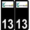 13 Les Pennes-Mirabeau logo autocollant plaque immatriculation auto ville sticker fond noir