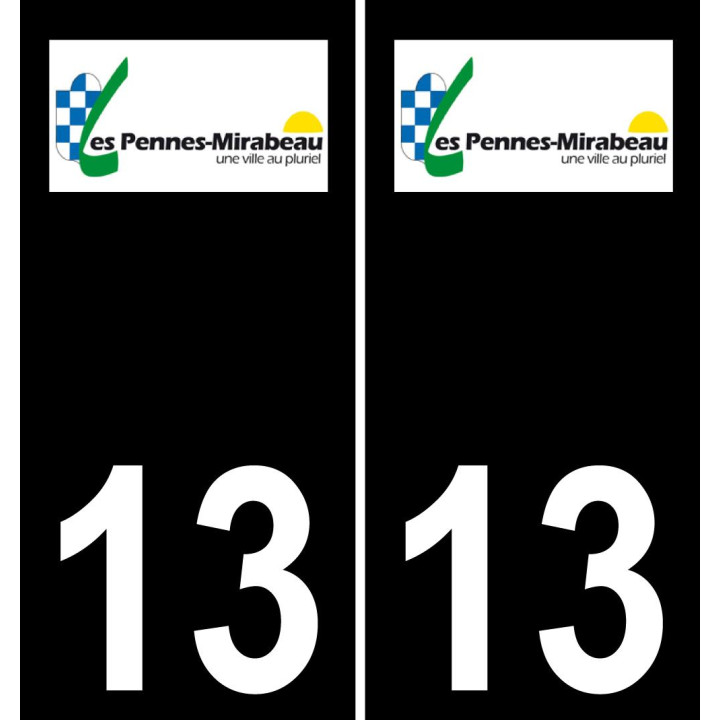 13 Les Pennes-Mirabeau logo autocollant plaque immatriculation auto ville sticker fond noir