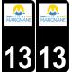 13 Marignane logotipo de la etiqueta engomada de la placa de registro de la ciudad fondo negro