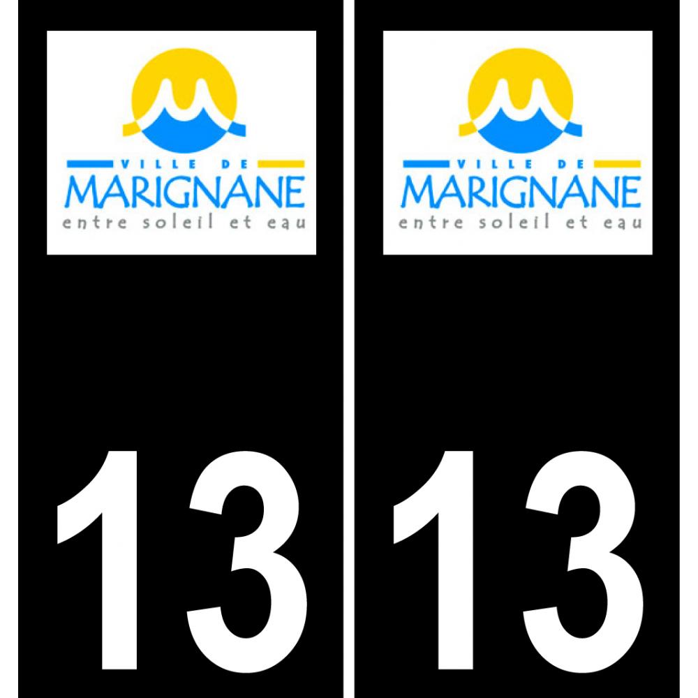 13 Marignane logo sticker plate registration city black background