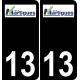 13 Martigues logo autocollant plaque immatriculation auto ville sticker fond noir