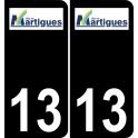 13 Martigues logo autocollant plaque immatriculation auto ville sticker fond noir
