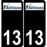 13 Martigues logo sticker plate registration city black background