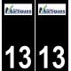 13 Martigues logo autocollant plaque immatriculation auto ville sticker fond noir
