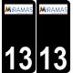 13 Miramas logo sticker plate registration city black background