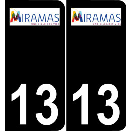 13 Miramas logotipo de la etiqueta engomada de la placa de registro de la ciudad fondo negro