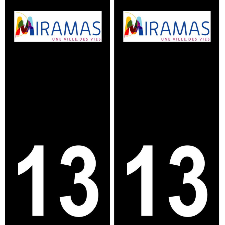 13 Miramas logotipo de la etiqueta engomada de la placa de registro de la ciudad fondo negro