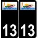 13 Pélissanne logo autocollant plaque immatriculation auto ville sticker fond noir