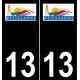 13 Pélissanne logo autocollant plaque immatriculation auto ville sticker fond noir