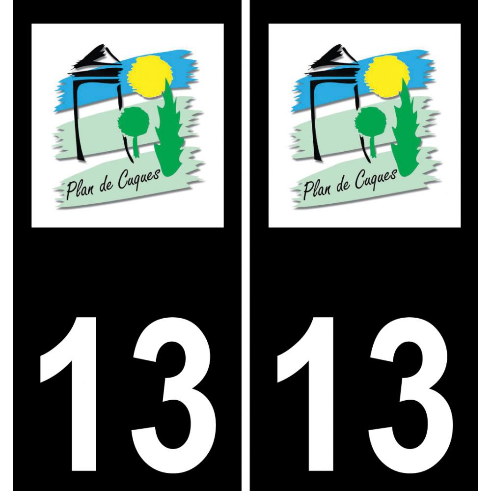13 Plan-de-Cuques logo autocollant plaque immatriculation auto ville sticker fond noir