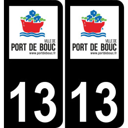 13 Port-de-Bouc-logo aufkleber plakette ez stadt schwarzer Hintergrund