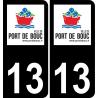 13 Port-de-Bouc logotipo de la etiqueta engomada de la placa de registro de la ciudad fondo negro