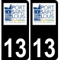 13 Port-Saint-Louis-du-Rhône logo autocollant plaque immatriculation auto ville sticker fond noir