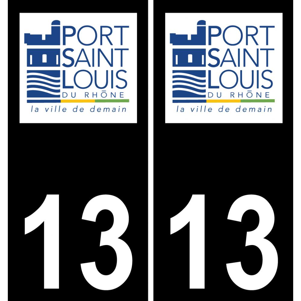 13 Port-Saint-Louis-du-Rhône logo autocollant plaque immatriculation auto ville sticker fond noir