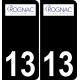 13 Rognac logo sticker plate registration city black background