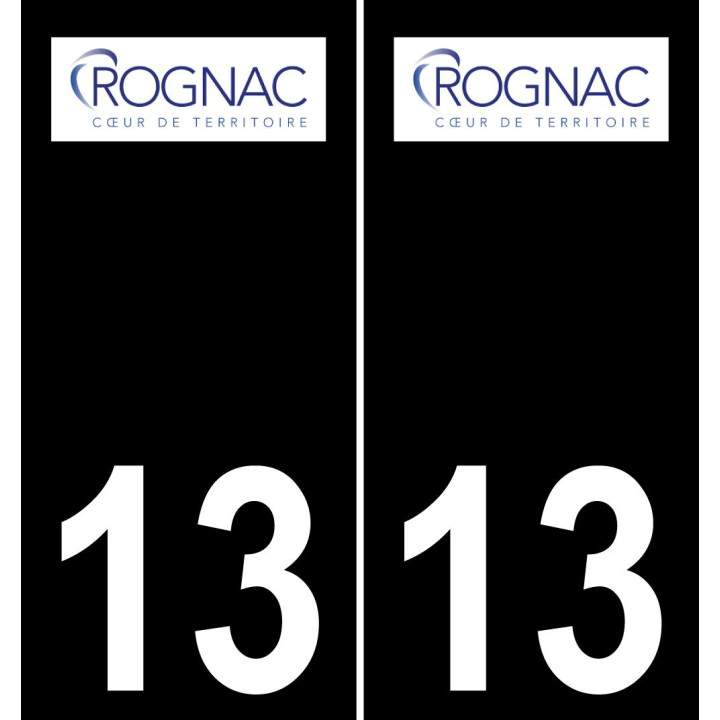 13 Rognac logotipo de la etiqueta engomada de la placa de registro de la ciudad fondo negro