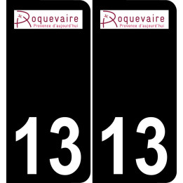 13 Roquevaire logotipo de la etiqueta engomada de la placa de registro de la ciudad fondo negro