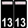 13 Roquevaire logotipo de la etiqueta engomada de la placa de registro de la ciudad fondo negro