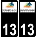 13 Saint-Martin-de-Crau logo autocollant plaque immatriculation auto ville sticker fond noir