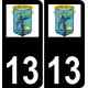 13 Sausset-les-Pins logo autocollant plaque immatriculation auto ville sticker fond noir