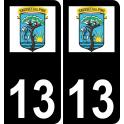 13 Sausset-les-Pins logo autocollant plaque immatriculation auto ville sticker fond noir