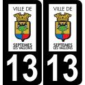 13 Septèmes-les-Vallons logo autocollant plaque immatriculation auto ville sticker fond noir