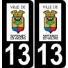 13 Septèmes-les-Vallons logotipo de la etiqueta engomada de la placa de registro de la ciudad fondo negro