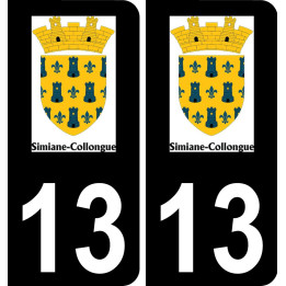 13 Simiane-Collongue logotipo de la etiqueta engomada de la placa de registro de la ciudad fondo negro