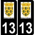 13 Simiane-Collongue logo autocollant plaque immatriculation auto ville sticker fond noir